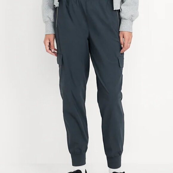 High-Waisted SleekTech Cargo Joggers Navy - Size M - Picture 1 of 4